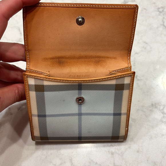 Burberry Canvas Plaid Nova Check Light Blue Compact Fold Wallet - Picture 6 of 10